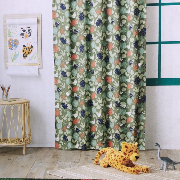 Pillowfort Dinosaur Foot/Forest Print 99.9% Black Out Curtain Panel - Picture 2 of 9